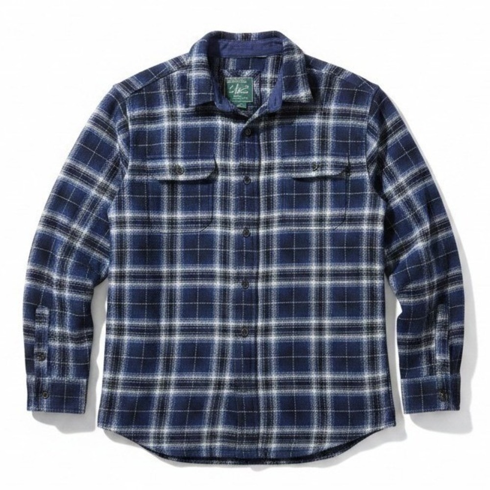 Woolrich Mens Navy Blue Plaid Flannel Button Down Shirt HMT46235 Size Large